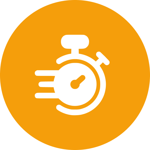 Speedy stopwatch graphic in a circle