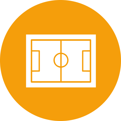 Soccer field icon on orange background