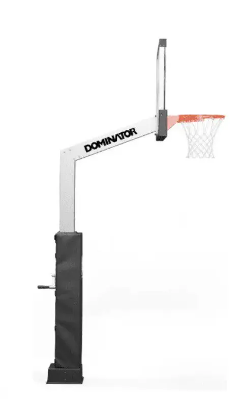 Adjustable Dominator basketball hoop with padded pole