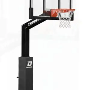 Adjustable basketball hoop with padded pole