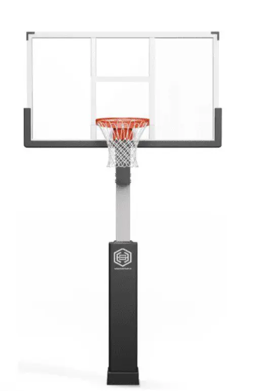 Adjustable basketball hoop with glass backboard