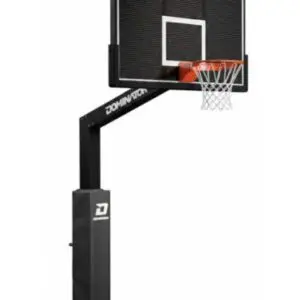 Adjustable black basketball hoop and backboard
