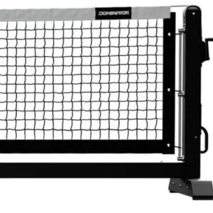 Adjustable sports net with metal tension post
