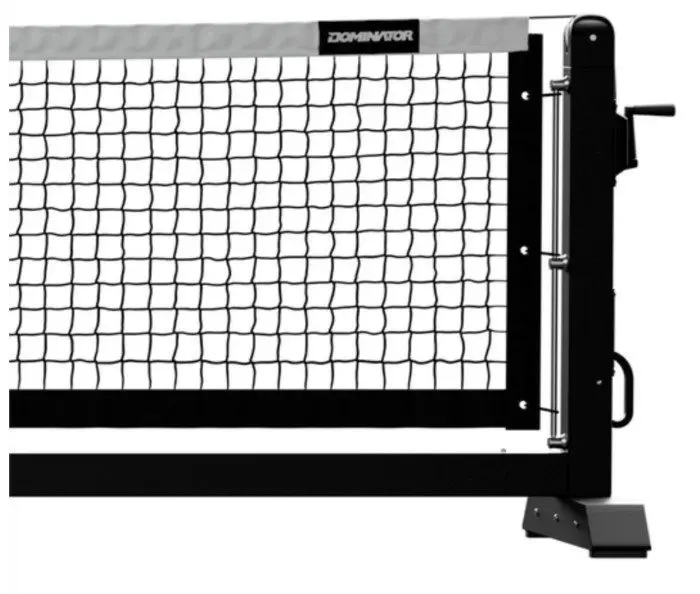 Adjustable sports net with metal tension post