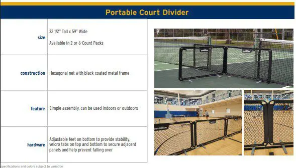 Portable court divider panels on indoor/outdoor courts