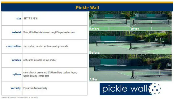 Pickle Wall product brochure with tennis court photos