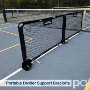 Portable court divider with support brackets
