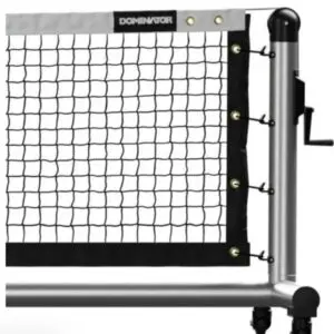 Portable net with metal post and crank