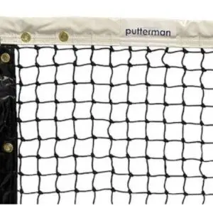 Black sports net with white top tape