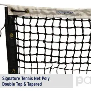 Close-up of tennis net with white top band
