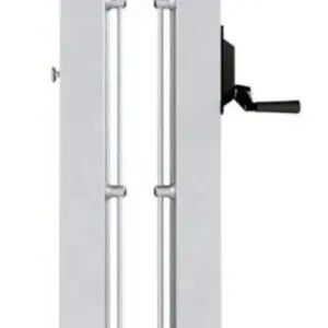 Two white vertical posts with side crank