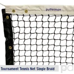 Tournament tennis net with white top band